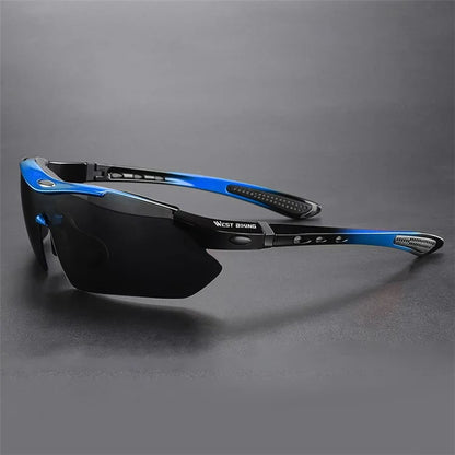 WEST BIKING YP0703142 Polarized Sports Sunglasses Cycling Mountain Bike Sunglasses with 5 Lens+Blue