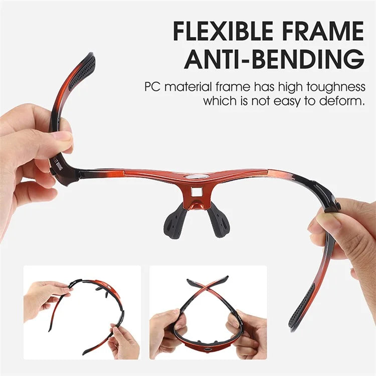 WEST BIKING YP0703142 Polarized Sports Sunglasses Cycling Mountain Bike Sunglasses with 5 Lens+Blue