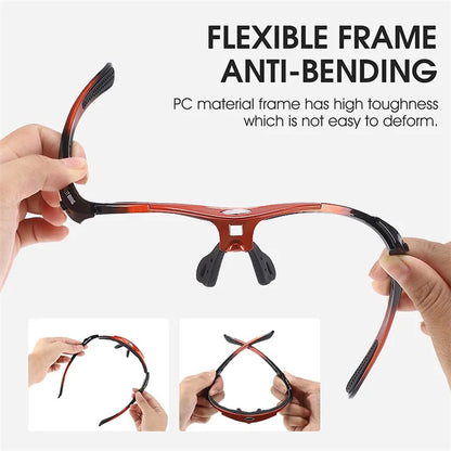 WEST BIKING YP0703142 Polarized Sports Sunglasses Cycling Mountain Bike Sunglasses with 5 Lens+Blue