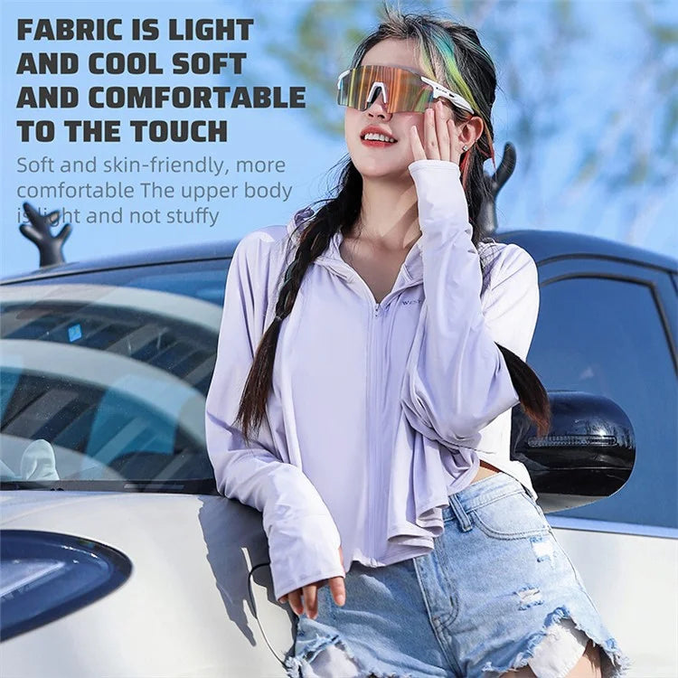 WEST BIKING YP0202331 Women's Ice Silk Hooded Jacket Sun Protection Long Sleeves Clothing