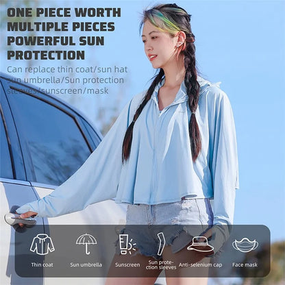 WEST BIKING YP0202331 Women's Ice Silk Hooded Jacket Sun Protection Long Sleeves Clothing