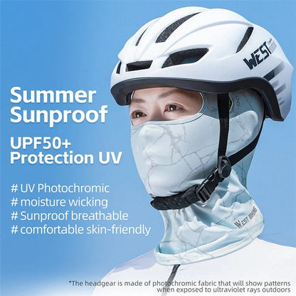 WEST BIKING YP0201417 Summer Sun Protection Photochromic Ice Silk Balaclava Face Mask