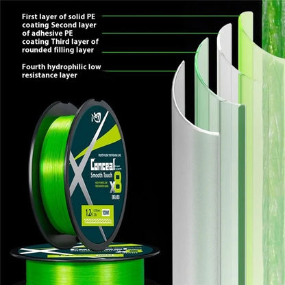 150m Length 8 Strands Braided Fishing Line Green Super Strong PE Smooth Touch Fishing Line