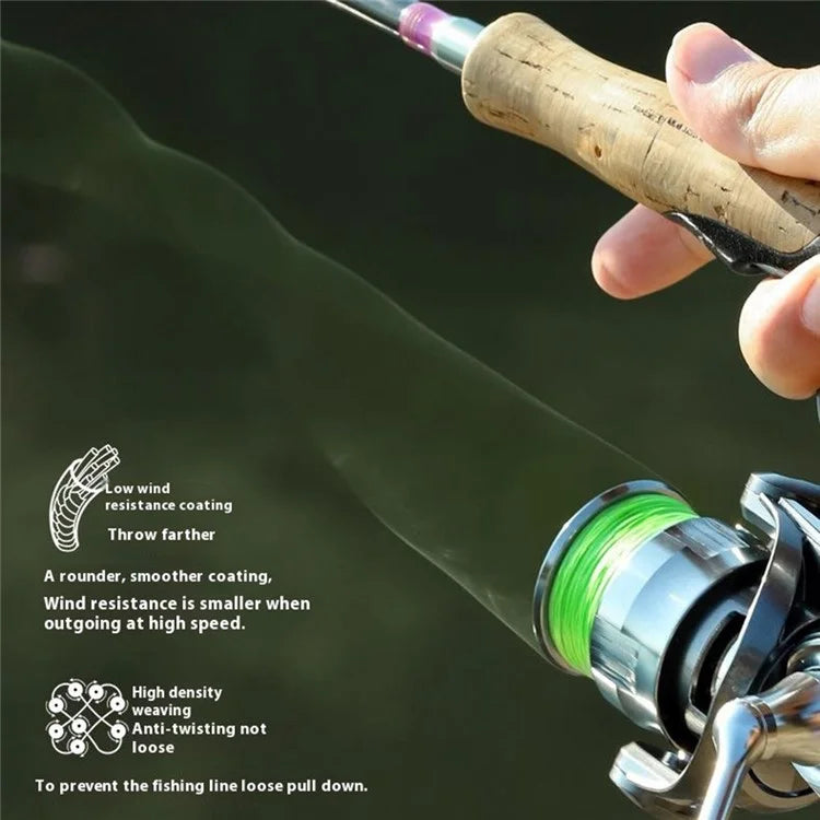 100m Length 8 Strands Braided Fishing Line Green Super Strong PE Smooth Touch Fishing Line