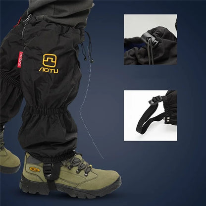 AOTU 1 Pair Anti-slip TPE+Manganese Steel Crampons + 210D Oxford Cloth Leg Gaiters Snow Walking Shoes Accessories