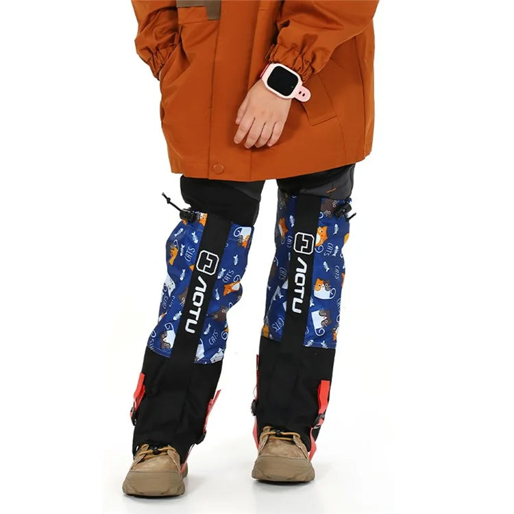 AOTU 1 Pair Waterproof Snow-proof Leg Gaiters Kids Outdoor Climbing Skiing Calf Cover Cat Pattern