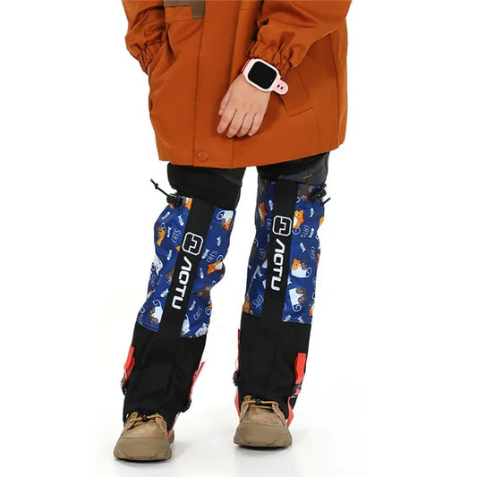 AOTU 1 Pair Waterproof Snow-proof Leg Gaiters Kids Outdoor Climbing Skiing Calf Cover Cat Pattern