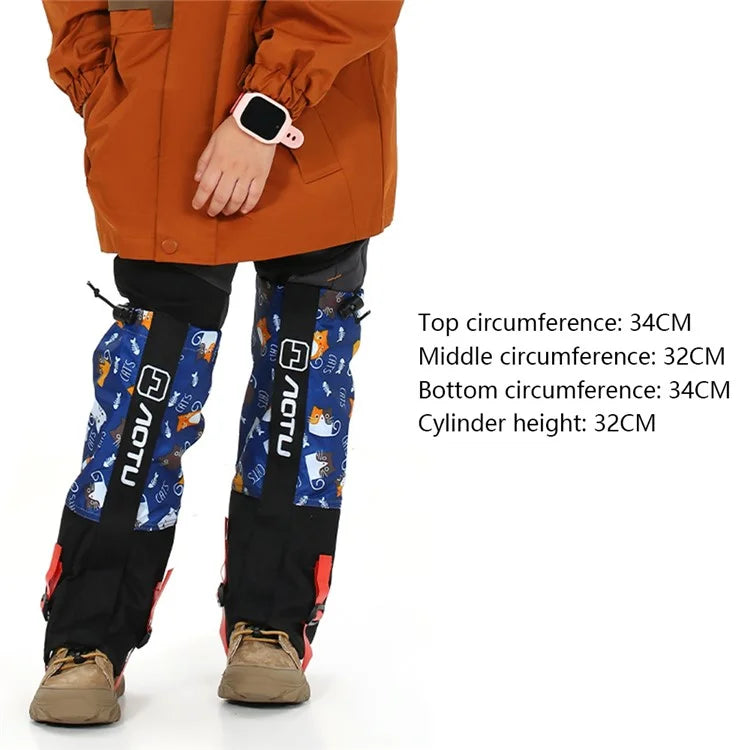 AOTU 1 Pair Waterproof Snow-proof Leg Gaiters Kids Outdoor Climbing Skiing Calf Cover Cat Pattern