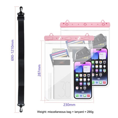 PICTET.FINO RH03 13" IPX8 Waterproof Bag 30m Underwater Diving Cell Phone Clear Dry Bag