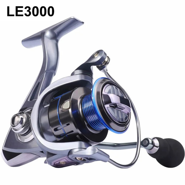 LE3000 Spinning Fishing Reels 12+1BB Metal Spool Reels 15KG Unloading Force Screw-In Handle