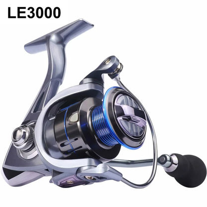 LE3000 Spinning Fishing Reels 12+1BB Metal Spool Reels 15KG Unloading Force Screw-In Handle