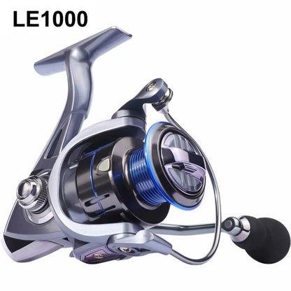 LE1000 Spinning Fishing Reels 12+1BB Metal Spool Reels 15KG Unloading Force Screw-In Handle