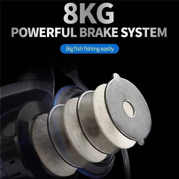 LE1000 Spinning Fishing Reels 12+1BB Metal Spool Reels 15KG Unloading Force Screw-In Handle