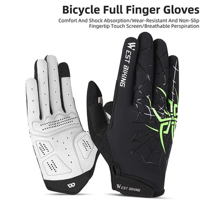 WEST BIKING YP0211241 1 Pair Bicycle Cycling Biking Gloves Spider Web Full Finger Touch Screen Gym Gloves
