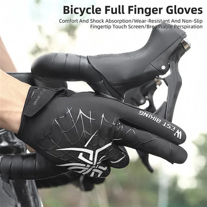 WEST BIKING YP0211241 1 Pair Bicycle Cycling Biking Gloves Spider Web Full Finger Touch Screen Gym Gloves