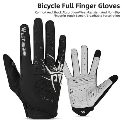 WEST BIKING YP0211241 1 Pair Bicycle Cycling Biking Gloves Spider Web Full Finger Touch Screen Gym Gloves
