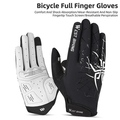 WEST BIKING YP0211241 1 Pair Bicycle Cycling Biking Gloves Spider Web Full Finger Touch Screen Gym Gloves