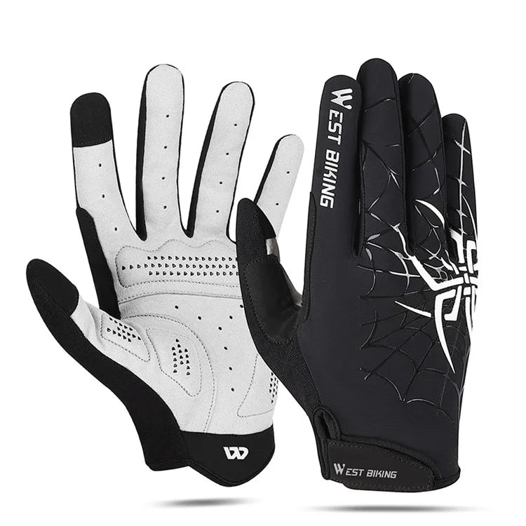 WEST BIKING YP0211241 1 Pair Bicycle Cycling Biking Gloves Spider Web Full Finger Touch Screen Gym Gloves