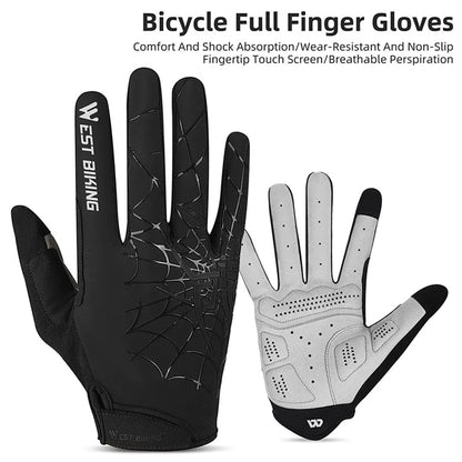 WEST BIKING YP0211241 1 Pair Bicycle Cycling Biking Gloves Spider Web Full Finger Touch Screen Gym Gloves