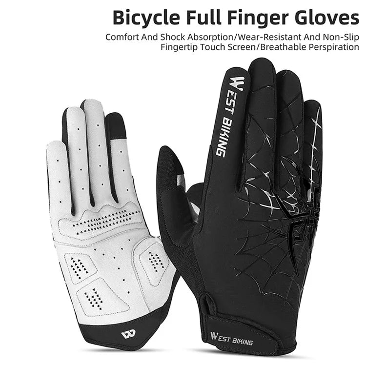 WEST BIKING YP0211241 1 Pair Bicycle Cycling Biking Gloves Spider Web Full Finger Touch Screen Gym Gloves