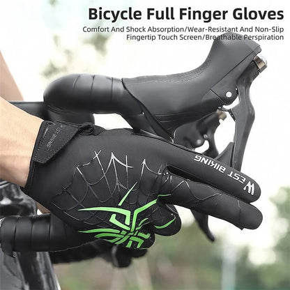 WEST BIKING YP0211241 1 Pair Bicycle Cycling Biking Gloves Spider Web Full Finger Touch Screen Gym Gloves