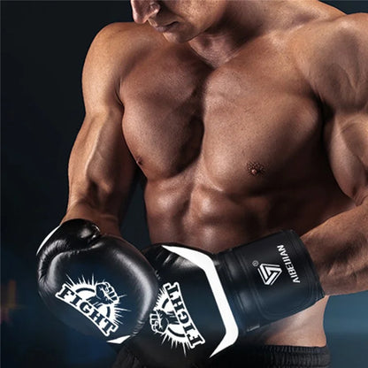 AIBEIJIAN 12oz Adult PU Mitts for Muay Thai MMA Training Workout Kickboxing Sports Boxing Gloves