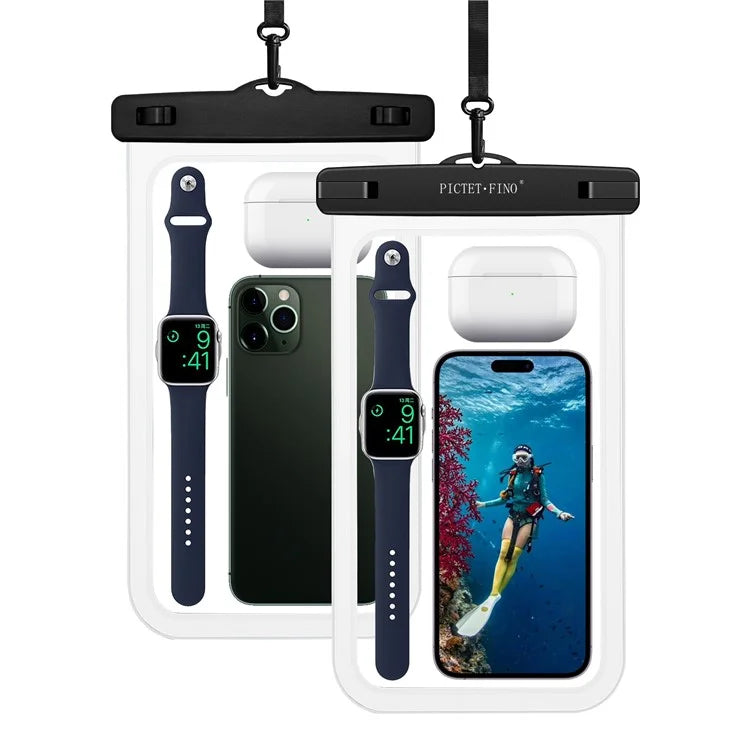 PICTET.FINO RH19 XL 10-inch Phone IPX8 Waterproof Bag Watch Headphone Pouch