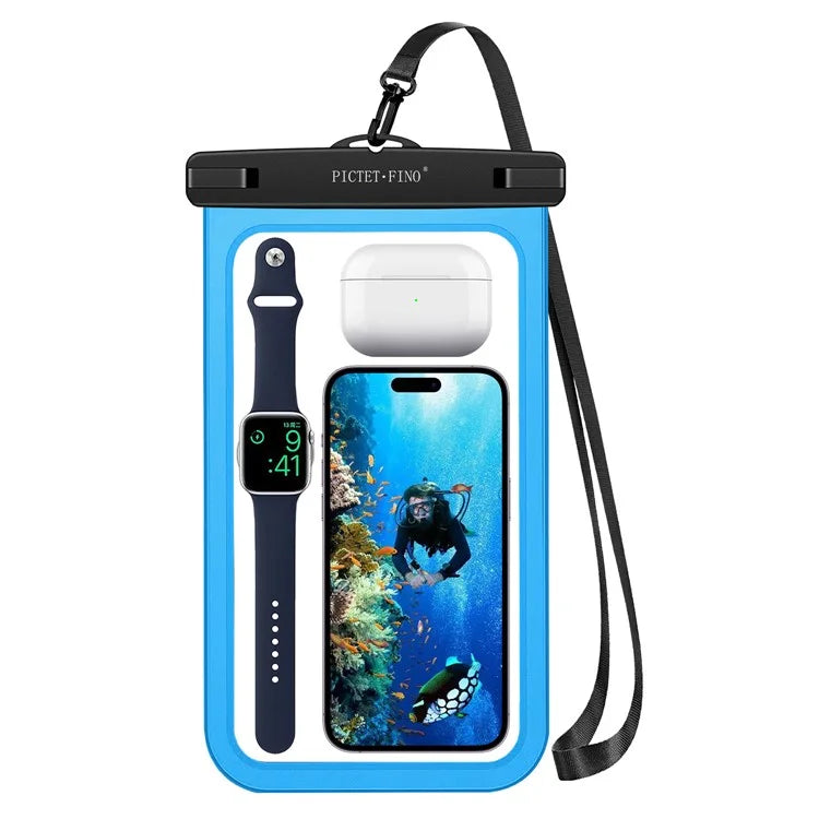 PICTET.FINO RH19 XL 10-inch Phone IPX8 Waterproof Bag Watch Headphone Pouch