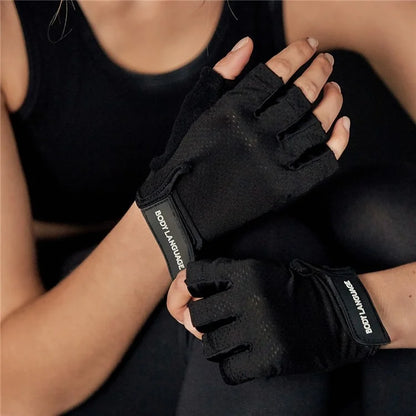BGB21 1 Pair Unisex Pull-ups Fitness Sport Gloves Breathable Anti-skid Half Finger Gloves