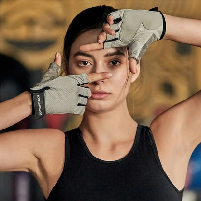 BGB21 1 Pair Unisex Pull-ups Fitness Sport Gloves Breathable Anti-skid Half Finger Gloves