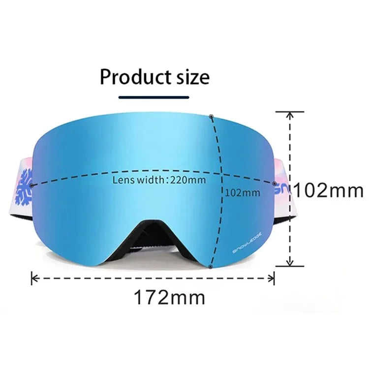 SNOWLEDGE HB-197B Sports Magnetic Ski Goggles Boardless Double Layer Anti-Fog Ski Glasses Skiing Gear