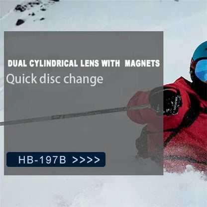 SNOWLEDGE HB-197B Sports Magnetic Ski Goggles Boardless Double Layer Anti-Fog Ski Glasses Skiing Gear