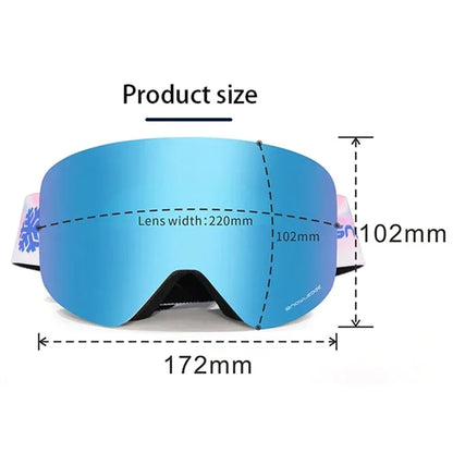 SNOWLEDGE HB-197B Sports Magnetic Ski Goggles Boardless Double Layer Anti-Fog Ski Glasses Skiing Gear