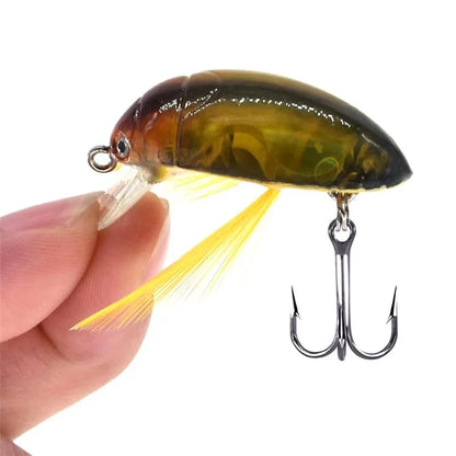 3PCS 3.5cm Bionic Insect Shape Fishing Lure 4g Fishing Bait Crankbait Floating Tackle with Storage Box