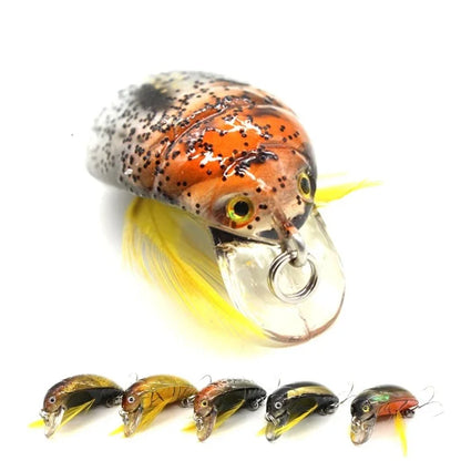 3PCS 3.5cm Bionic Insect Shape Fishing Lure 4g Fishing Bait Crankbait Floating Tackle with Storage Box