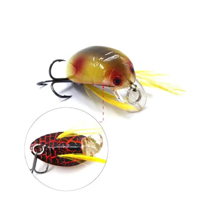 3PCS 3.5cm Bionic Insect Shape Fishing Lure 4g Fishing Bait Crankbait Floating Tackle with Storage Box