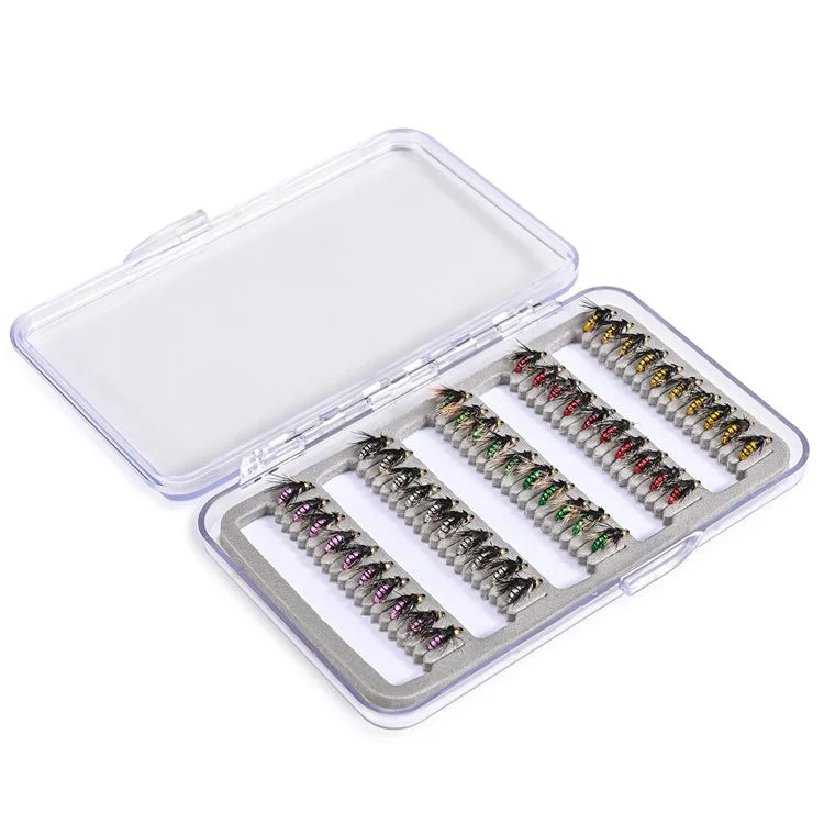 LEO 28254 50Pcs Fly Fishing Lures Kit Artificial Bait for Bass Trout Salmon Fishing Accessories