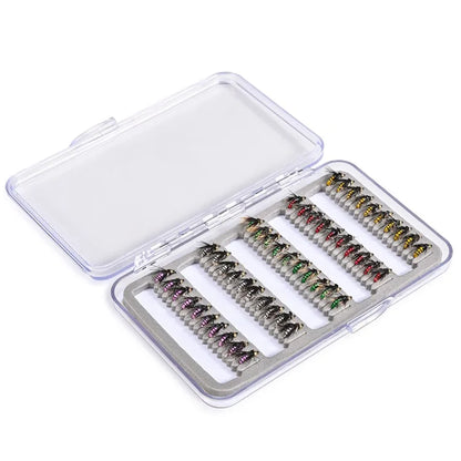 LEO 28254 50Pcs Fly Fishing Lures Kit Artificial Bait for Bass Trout Salmon Fishing Accessories