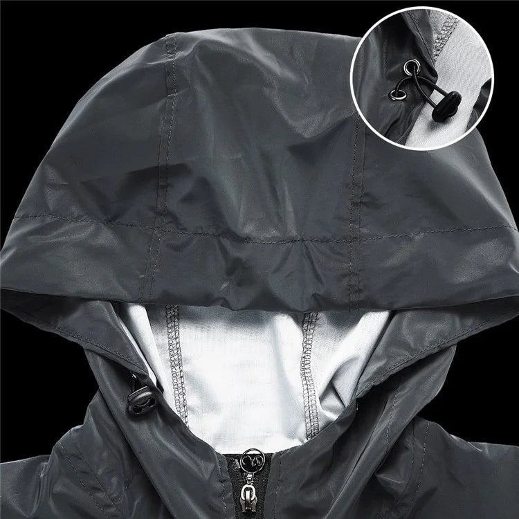 WOSAWE BT235 Color Reflective Motorcycle Riding Hooded Coat Windproof Long Sleeve Top