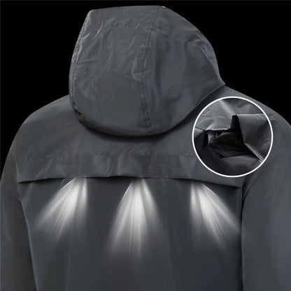 WOSAWE BT235 Color Reflective Motorcycle Riding Hooded Coat Windproof Long Sleeve Top