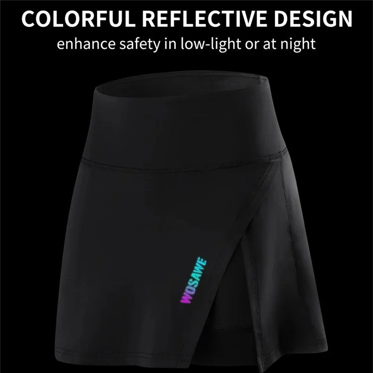 WOSAWE BE116-B Summer Breathable Women Cycling Pantskirt 5D Silicone Pad Shorts, Black