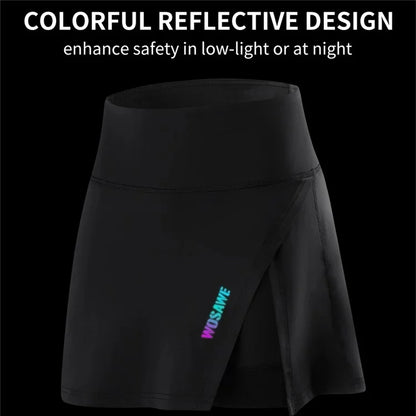 WOSAWE BE116-B Summer Breathable Women Cycling Pantskirt 5D Silicone Pad Shorts, Black