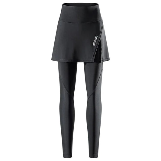 WOSAWE BT112 Women Cycling Pants with Skirt 5D Padded Breathable MTB Biking Tights, Thin Type