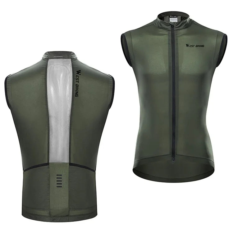 WEST BIKING YP0206171 Unisex Cycling Zipper Vest Windproof Breathable Sleeveless Top