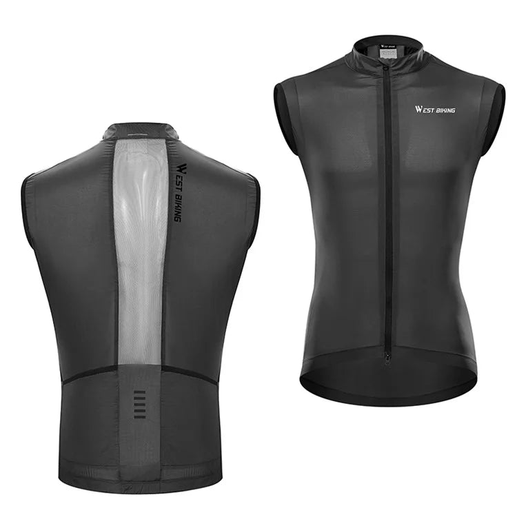WEST BIKING YP0206171 Unisex Cycling Zipper Vest Windproof Breathable Sleeveless Top