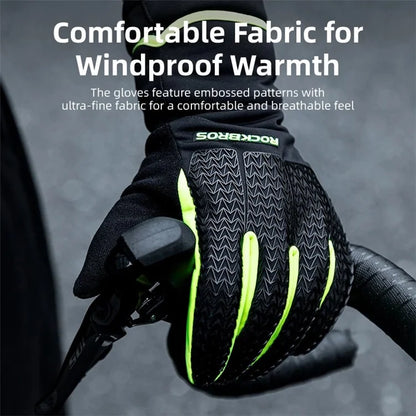 ROCKBROS S339 1 Pair Winter Gloves Touch Screen Cycling Bike Gloves Cotton Windproof Gloves