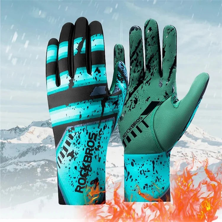 ROCKBROS S341 1 Pair Winter Bicycle Gloves Full Finger Thermal Warm Cycling Gloves