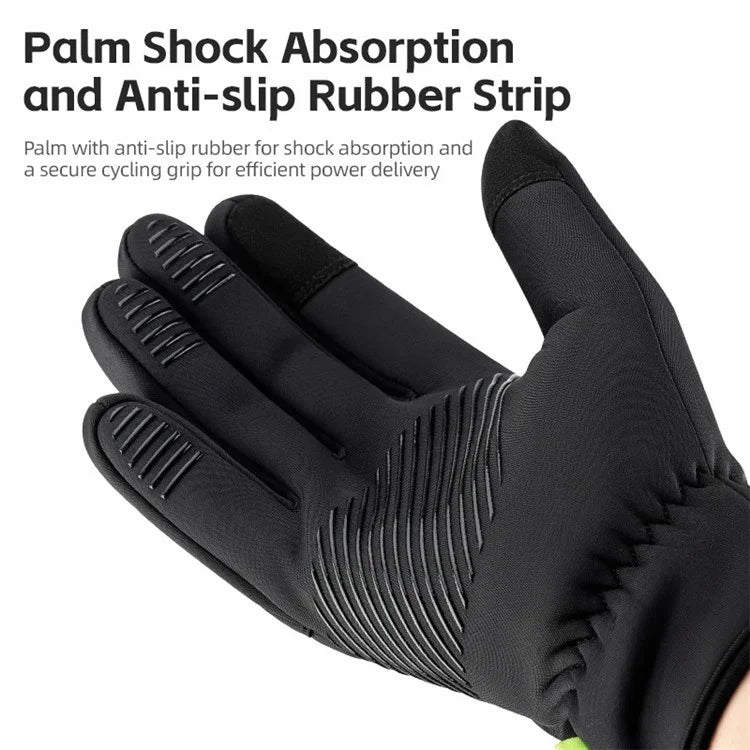 ROCKBROS S351 1 Pair Warm Bicycle Gloves with Buckles Screen Touch Reflective Full Finger MTB Gloves