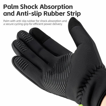 ROCKBROS S351 1 Pair Warm Bicycle Gloves with Buckles Screen Touch Reflective Full Finger MTB Gloves