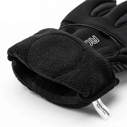 ROCKBROS S351 1 Pair Warm Bicycle Gloves with Buckles Screen Touch Reflective Full Finger MTB Gloves